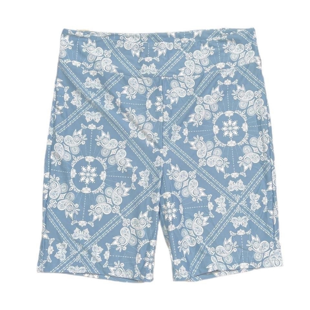 Lularoe Large Blue Patterned Biker Shorts NWT